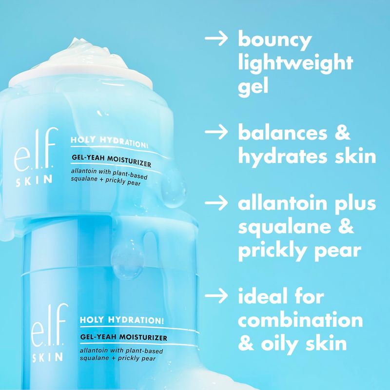 e.l.f. SKIN Holy Hydration! Gel-Yeah Moisturizer, Lightweight Moisturizer For Plump, Hydrated Skin, Infused With Squalane, Vegan &amp; Cruelty-free
