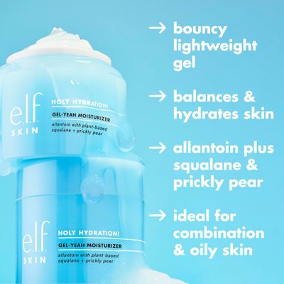 e.l.f. SKIN Holy Hydration! Gel-Yeah Moisturizer, Lightweight Moisturizer For Plump, Hydrated Skin, Infused With Squalane, Vegan &amp; Cruelty-free