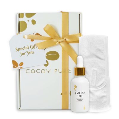 Cacay Pure Anti-Aging Oil - Natural Retinol Cacay Oil for Face, Hair, and Body | Organic Vitamin E Oil for Lip &amp; Cuticle Care | Organic Face &amp; Skin Oil Therapy (Cacay Oil + Spa Headband)