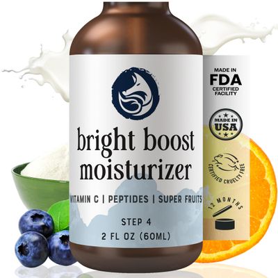 Foxbrim Naturals Bright Boost Premium Peptide Moisturizer for Face with Vitamin C &amp; Superfruits | Daily Hydrating Face Lotion for Even Skin Tone | Anti-Aging Skincare for All Skin Types - 2 oz