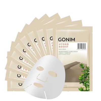 GONIM Facial Sheet Mask Natural Facial Masks Korean Hydrating Masks Skincare,Hydro Boost Skin Barrier Masks 10 x 30ml (10 Count, Hydro Boost)
