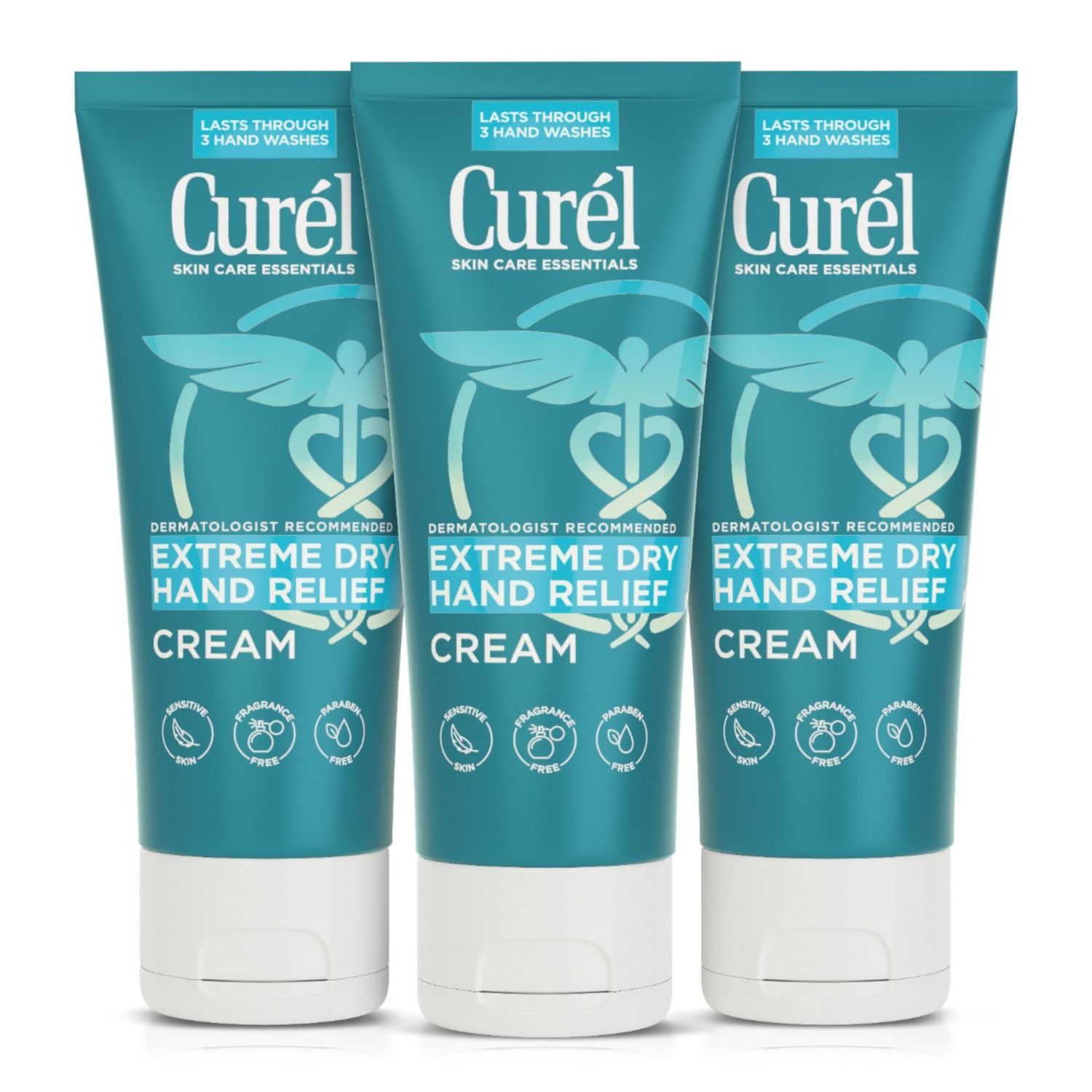 Curel Extreme Dry Hand Relief, Dermatologist Recommended, Long-Lasting Cream For Dry Hands, Paraben Free, Fragrance-Free Hand Lotion, 3 Oz, Pack of 3