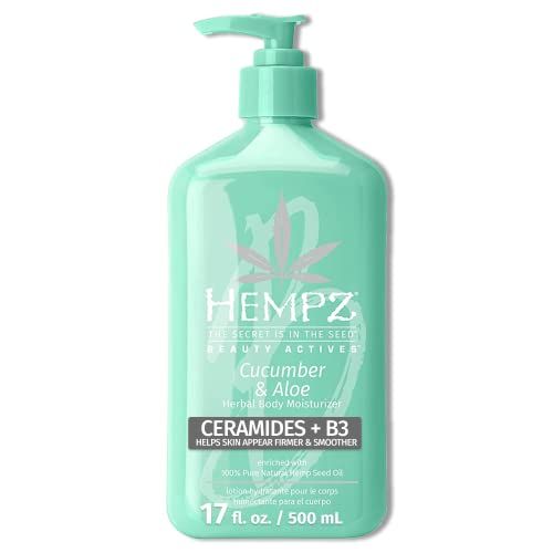 Hempz Body Lotion - Cucumber &amp; Aloe Herbal Limited Edition Daily Moisturizing Cream, Shea Butter, Aloe, Cucumber Extract Body Moisturizer - Skin Care Products, Hemp Seed Oil - 17 Fl Oz