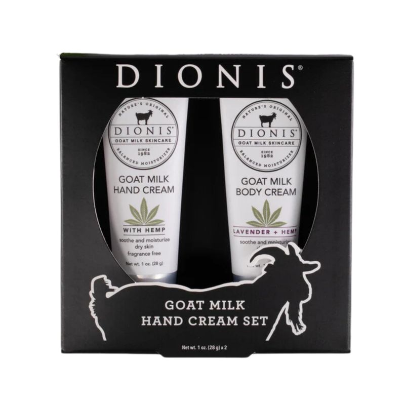 Dionis Goat Milk Skincare Milk &amp; Hemp Hand Cream Gift Set - Unscented Hemp Seed Oil Cannabis Sativa Blended Lotions - Soothe &amp; Relieve Dry, Itchy Hands - Deeply Moisturize &amp; Restore Skin, 2 1 oz Tubes