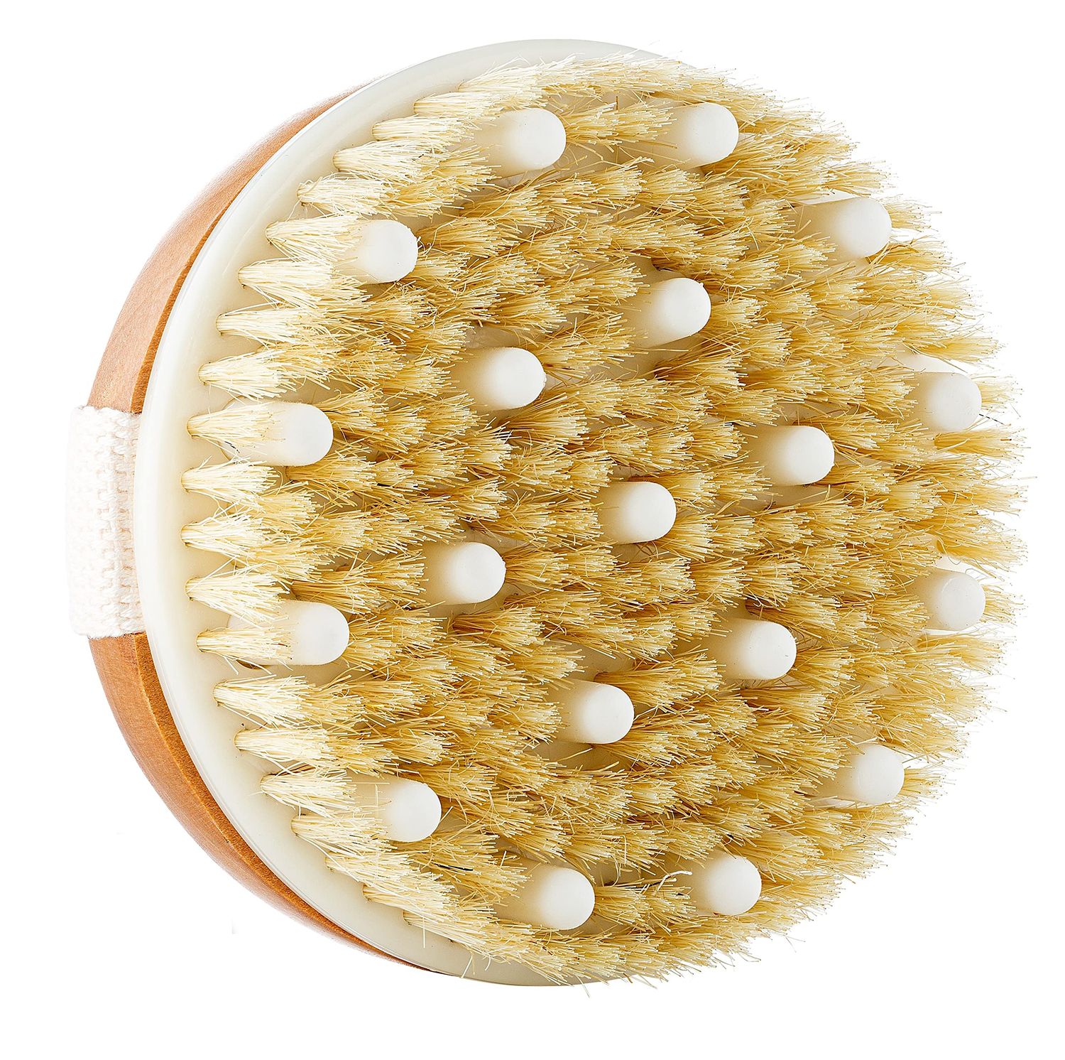 Dry Skin Body Brush - Adjustable Strap with Massage Nodes - Natural Bristle - Removes Cellulite &amp; Dead Skin,Exfoliates, Improves Lymphatic Functions, Stimulates Blood Circulation,Tightens Skin
