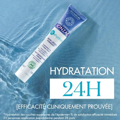 Eau Thermale Jonzac Rehydrate Organic Light Moisturzing Cream for Daily Use - Facial Cream Providing 24hr Hydration with Pure Hyaluronic Acid - Sensitive Skin Approved - 1.69 Fl Oz