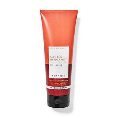 Bath and Body Works Hyaluronic Acid Body Cream For Men 8 Ounce (Sage Bergamot)
