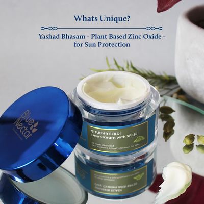 Blue Nectar Brightening Day Cream for Men Daily Use with SPF 30 | Sunscreen for Oily Skin & Dry Skin, Natural Skin Brightening Cream with Eladi(19 Herbs, 1.7 Oz)