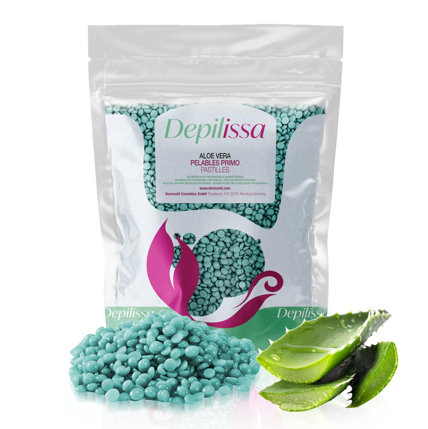 Depilissa Aloe Vera Hard Wax Beads, 14.1 oz- No Strips Needed- Gentle Hair Removal for All Skin Types- Face, Underarms, Arms, Legs, Bikini, Brazilian - Soothing Formula - Made in Italy