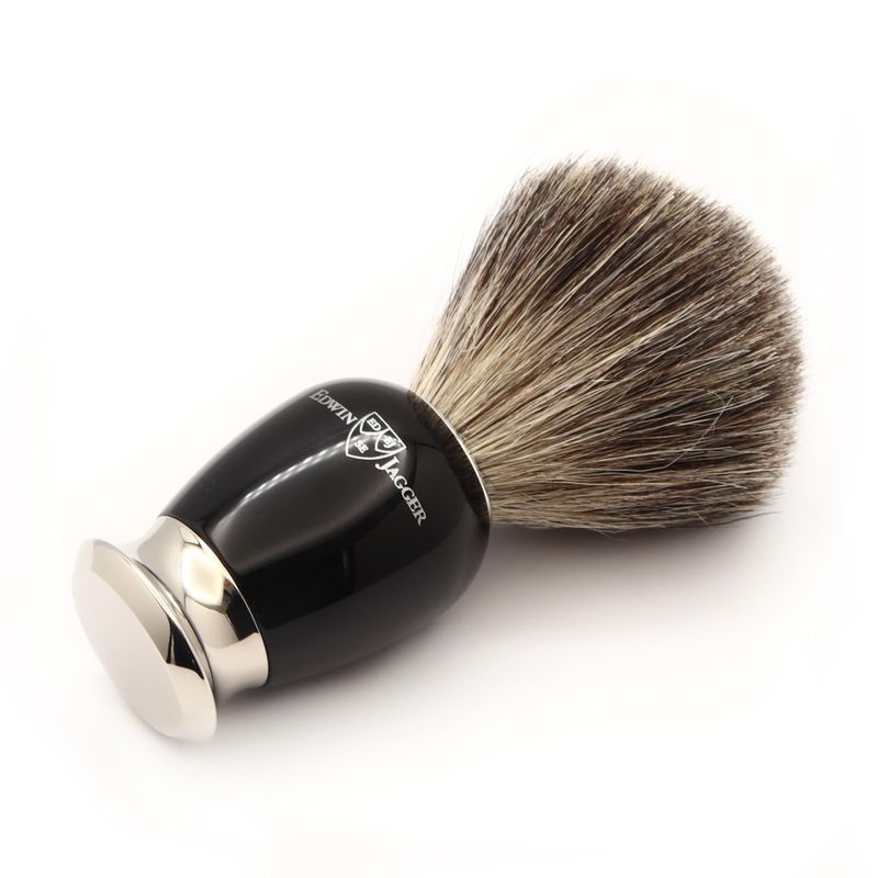 Edwin Jagger S81M586AMZ Imitation Ebony &amp; Nickel Classic Shaving Set with Pure Badger Shaving Brush and Mach 3 Razor for Shaving Cream or Soap for Men and Women