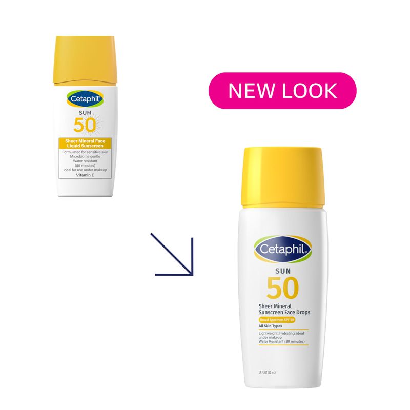 Cetaphil Sheer 100% Mineral Liquid Sunscreen for Face With Zinc Oxide Broad Spectrum SPF 50 Formulated for Sensitive Skin, Unscented, 1.7 Fl Oz