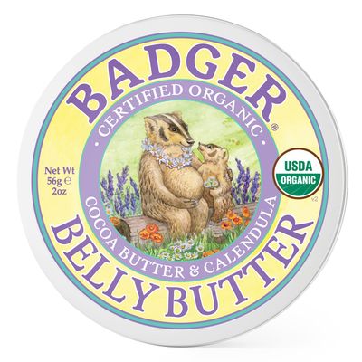 Badger - Belly Butter, Cocoa Butter &amp; Calendula, Certified Organic Belly Butter, Vitamin E Belly Butter, Coconut Oil Belly Butter, Pregnant Belly Butter for Stretched Skin, 2 oz