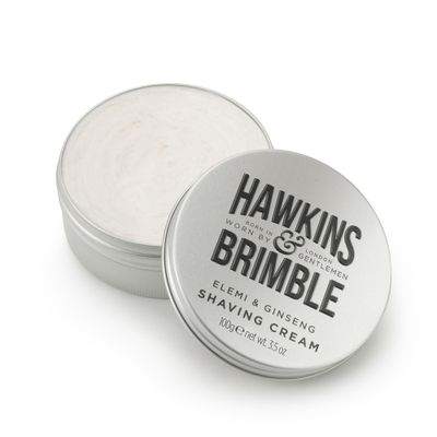 Hawkins &amp; Brimble - Shaving Cream for Men, 100g - Luxurious Shaving Cream for Sensitive Skin and Nourishing - Smooth Finish Shave for Men without Animal Testing - Signature Elemi &amp; Ginseng Fragrance