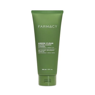 Farmacy Foaming Face Wash for Oily Skin - Whipped Greens Oil-Free Gentle Facial Cleanser + Exfoliator - Infused with Green Clay to Remove Impurities, Control Oil + Maintain Skin Hydration (5 fl oz)