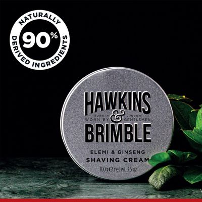 Hawkins &amp; Brimble - Shaving Cream for Men, 100g - Luxurious Shaving Cream for Sensitive Skin and Nourishing - Smooth Finish Shave for Men without Animal Testing - Signature Elemi &amp; Ginseng Fragrance