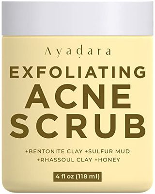 Ayadara Exfoliating Acne Scrub, 4 fl oz(118 ml), Exfoliating Acne Face Wash, Natural Facial Scrub for Severe and Hormonal Acne, Facial Acne Scrub for Teens, Women, Men, and Adults, 120-Day Supply