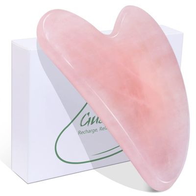 BAIMEI Gua Sha Facial Tool for Self Care, Massage Tool for Face and Body Treatment, Relieve Tensions, Reduce Wrinkles and Redness, Skin Care Tools for Men Women - Rose Quartz