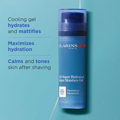 CLARINSMEN Super Moisture Gel | Cooling Gel For Men | Hydrates, Mattifies, Soothes, Energizes and Defies Shine | Calms and Tones Skin After Shaving | All Skin Types | 1.7 Ounces