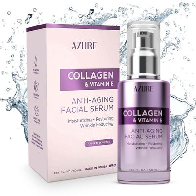 AZURE Collagen &amp; Vitamin E Anti Aging Facial Serum - Restoring, Smoothing &amp; Hydrating Face Serum - Reduces Fine Lines &amp; Wrinkles, Repairs Dry, Tired &amp; Dehydrated Skin - Skin Care Made in Korea - 50mL