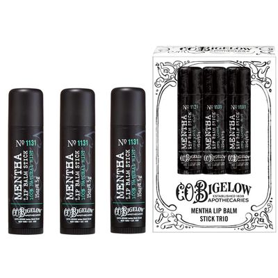 C.O. Bigelow Mentha Lip Balm Stick Trio, Moisturizing Lip Balm with Shea Butter and Natural Peppermint Oil, 3 Pack, 0.15 oz / 4.5g Each