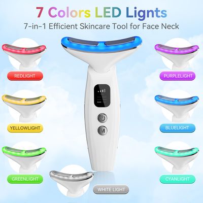 AMAZING CACTUS Neck Face Massager,Electric Massager7-in-1 Face Neck Massager for Skin Care, Multifunctional Facial Massager Tool with Non-Slip Design, White