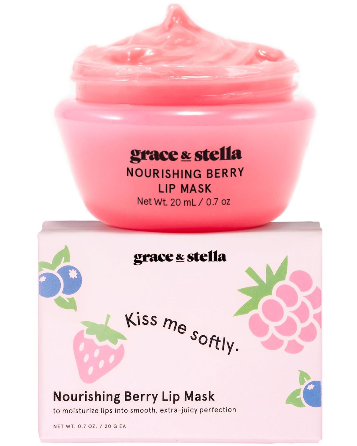 Grace &amp; Stella Award Winning Lip Plumper Nourishing Berry Lip Mask - Lip Balm Hydrating - Lip Moisturizer For Very Dry Lips - Overnight Lip Mask &amp; Lip Treatment &amp; Lip Sleeping Mask - Vegan