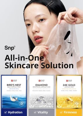 [K Beauty Snp] Variety Ampoule Sheet Mask Set | Bird's Nest, 24K Gold, and Diamond Face Mask | Hydrating, Moisturizing, Nourishing for Sensitive Facial Skin | Korean Face Masks Skincare | 12 Sheets