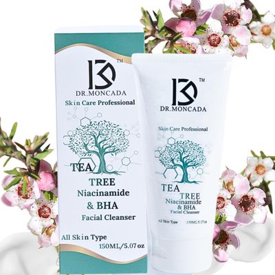 DR. MONCADA Exfoliante para la cara Tea tree face wash Foaming face cleanser with Niacinamide, BHA, Aloe face wash - Exfoliante facial Hydrating Facial Cleanser Gentle facial cleanser acne prone