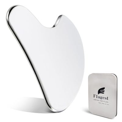 Flagest Stainless Steel Gua Sha Facial Tools - Face Massage Tools - Smooth Sturdy Metal Guasha Tool for Face Body Reduce Puffiness - Massage Scraper Heart Shape Item(Silver)