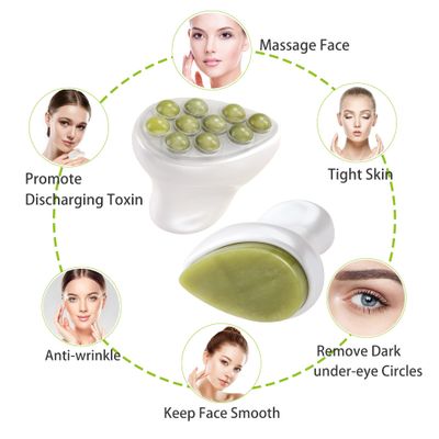 BEAUTYFACTOR Jade Roller &amp; Gua Sha Facial Tools Face Roller for Skin Care,Facial Roller Gua Sha Tool for Puffiness and Redness Reducing Skin Care Routine