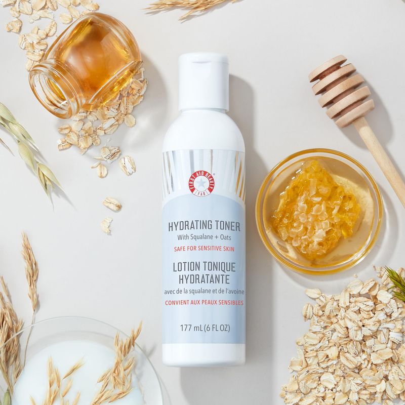 First Aid Beauty - Hydrating Toner with Squalane and Oats, Naturual Wild Oat Skin Calming Toner, Helps Reduce Lines &amp; Wrinkles, Safe for Sensitive Skin, Alcohol-Free Balanced Hydration, 6 oz