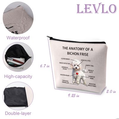 Funny Bichon Frise Lovers Gifts The Anatomy of A Bichon Frise Clever Minds Cosmetic Bags Bichon Frise Veterinary Mom Travel Toiletry Bags (Bichon Frise)