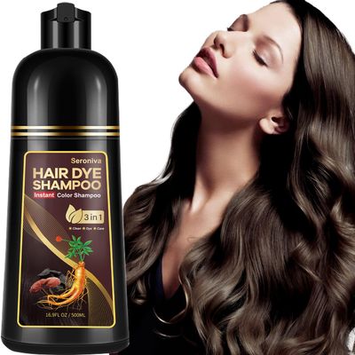 GURKOOYD Dark Brown Hair Dye Shampoo For Men And Women, 3 In 1 Instant Hair Color Shampoo, Hair Dye For Gray Hair, Champu Para Canas, Easy To Use At Home, Natural Ingredients For Sensitive Skin