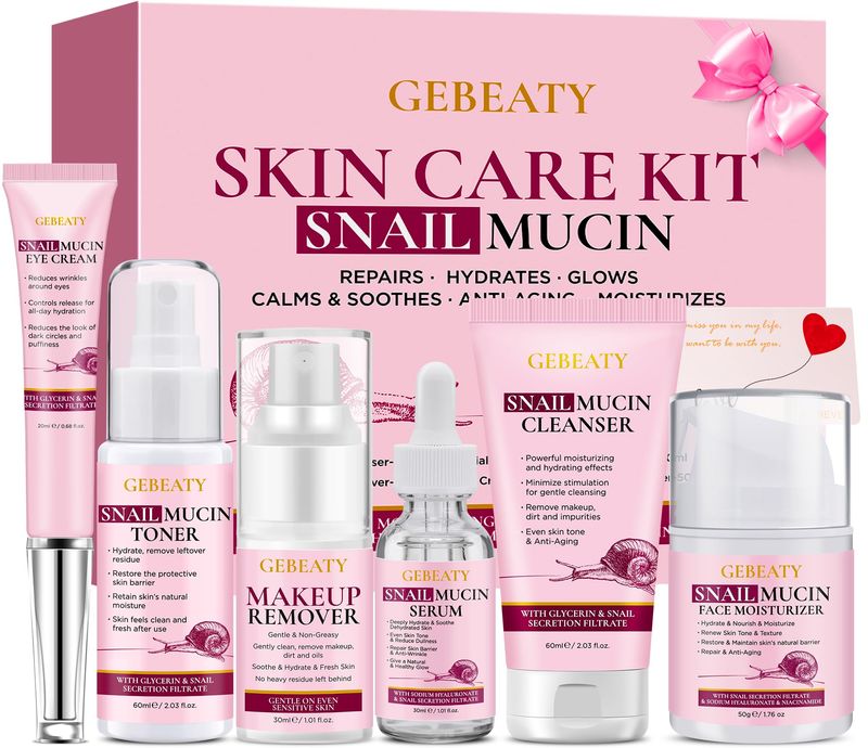 Christmas Gifts for Women,Skin Care Set,Anti-Aging Moisturizing Repair Soothing Snail Mucin Serum Facial Skin Care Routine Kit for Sensitive Dull Skin &amp; Fine Lines,Skincare Gift Set Teenage Teen Girl