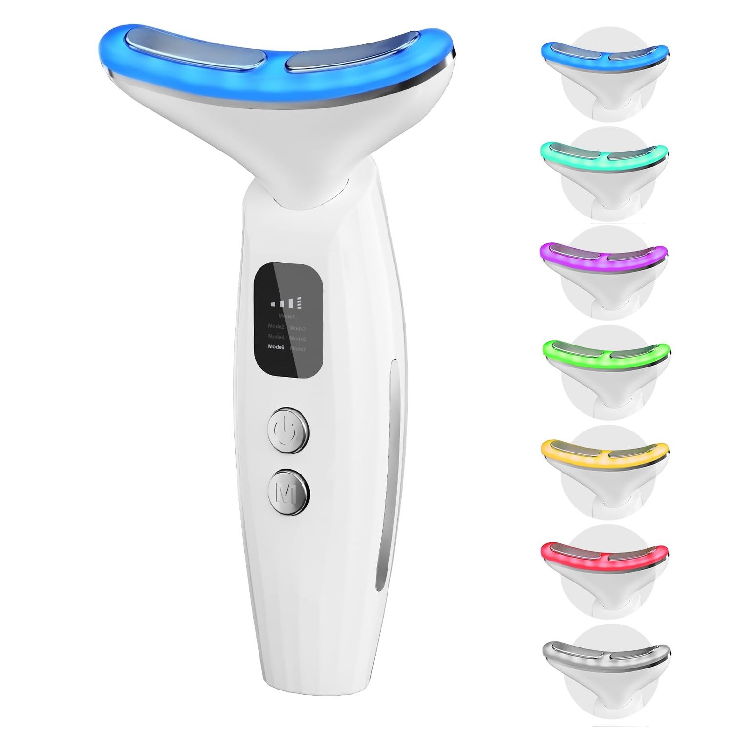 AMAZING CACTUS Neck Face Massager,Electric Massager7-in-1 Face Neck Massager for Skin Care, Multifunctional Facial Massager Tool with Non-Slip Design, White