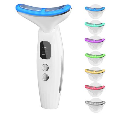 AMAZING CACTUS Neck Face Massager,Electric Massager7-in-1 Face Neck Massager for Skin Care, Multifunctional Facial Massager Tool with Non-Slip Design, White