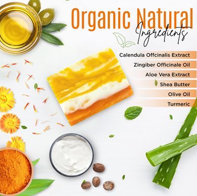 DERMAXGEN Organic Turmeric Soap Bar | Pure Natural Handcrafted Skincare, Face & Body Cleanser | Blemish Control, Reduce Acne, Evens Tone, Fades Scars, Sun Damage, Age Spots (Pack of 4)