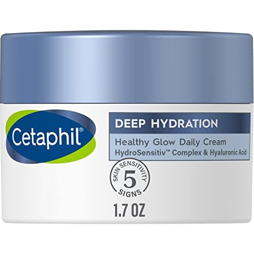 Cetaphil Deep Hydration Healthy Glow Daily Face Cream, 1.7 oz, 48 Hour Dry Skin Face Moisturizer for Sensitive Skin, With Hyaluronic Acid, Vitamin E &amp; Vitamin B5