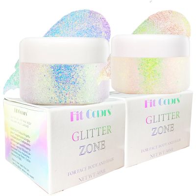 Body Face Glitter Gel Makeup: Holographic Body Face Hair Glitter Gel for Women Kids 100ml Lip Eyeshadow Glitter Gel Shimmer for Singer Concerts Disco Festival (1#Golden Ocean &amp; 2#Neon Pink)