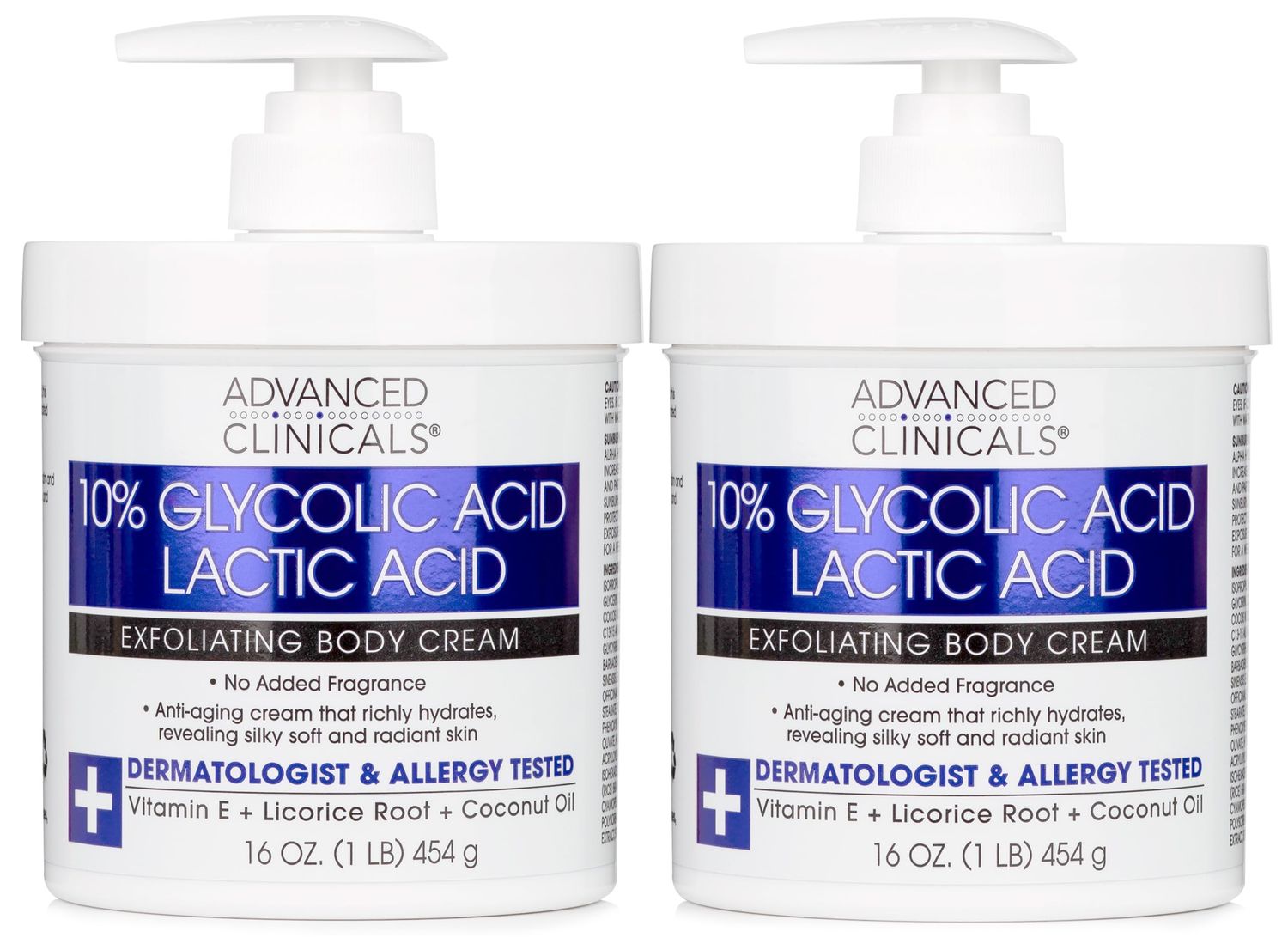 Advanced Clinicals 10% Glycolic Acid + Lactic Acid Body Lotion Skin Care Cream | Keratosis Pilaris | AHA Exfoliating KP Bump Eraser Body Moisturizer For Rough &amp; Bumpy Skin | No Added Fragrance, 2pc