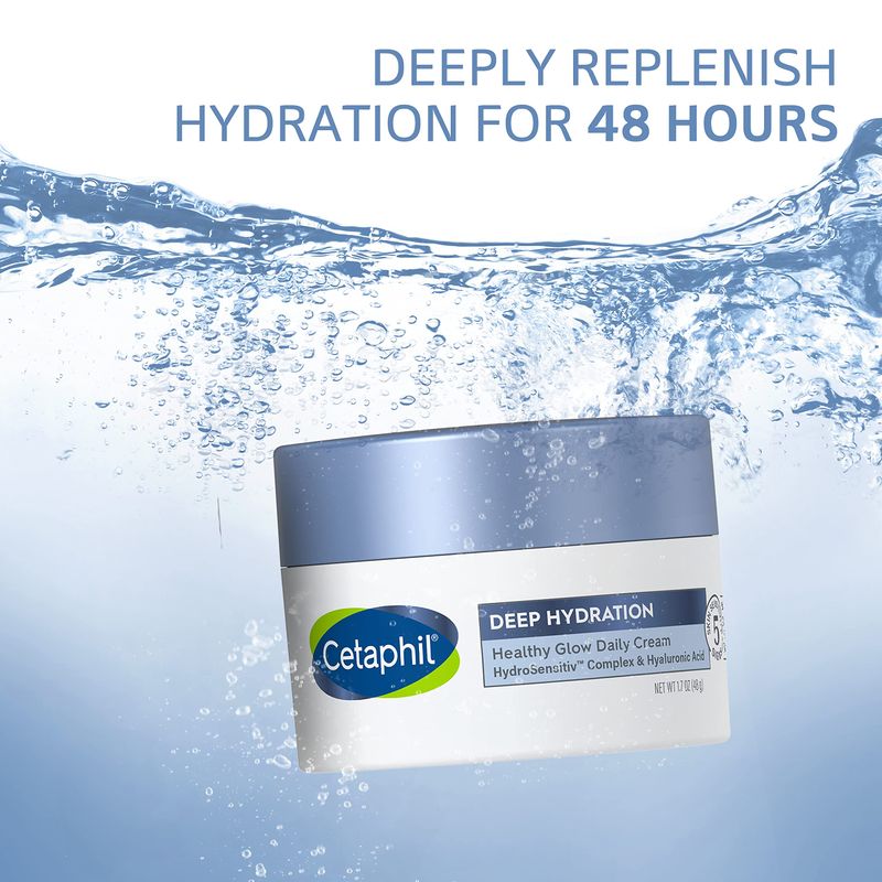 Cetaphil Deep Hydration Healthy Glow Daily Face Cream, 1.7 oz, 48 Hour Dry Skin Face Moisturizer for Sensitive Skin, With Hyaluronic Acid, Vitamin E &amp; Vitamin B5