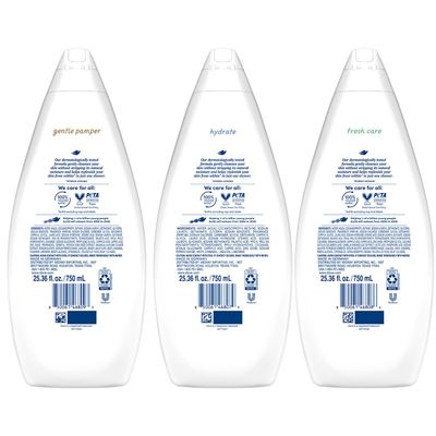 Dove Body Wash Value-Size Variety 3-Pack - Hydrate, Fresh Care, and Gentle Pamper, 25.36 Oz Ea