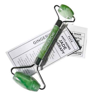 Ginger Chi Jade Roller - Anti-Aging Jade Therapy for Skin Care - Face Sculpting Tool for Eyes, Cheeks, Forehead - Jawline Shaper &amp; Neck Roller - Face Roller is Part of The Gua Sha Facial Tools