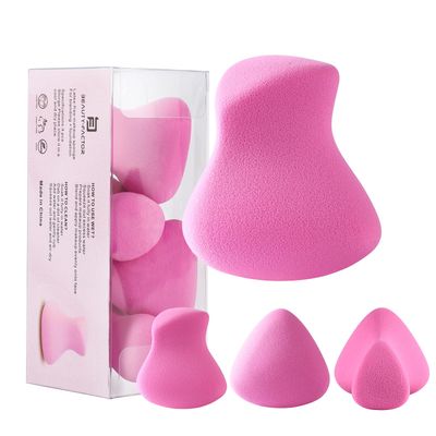 BEAUTYFACTOR Makeup Sponge Set 4 Pack,Latex-Free Beauty Sponge Blender for Liquid Cream Cosmetic,Ergonomically-shaped Makeup Sponges for Foundation (Pink)