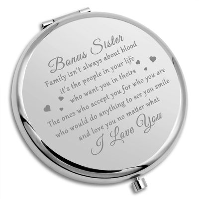 Bonus Sister Gift from Sister Friendship Gift Compact Mirror Sister in Law Gifts Stepsister Birthday Gifts Sister Graduation Gift Bonus Sister Gifts Appreciation Folding Makeup Mirror