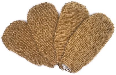4 Pack 100% Natural Exfoliating Hemp Glove Mitt Mitten - Bath Sponge Scrubber Remove Dead Skin - Deep Clean &amp; Invigorate Your Skin - Machine Wash and Dry - Double Sided Available