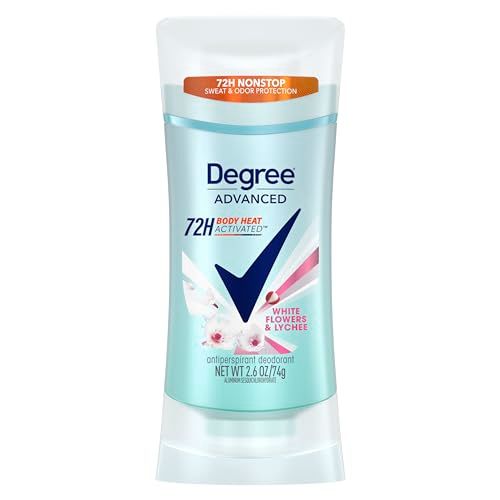 Degree Advanced Protection Antiperspirant Deodorant White Flowers &amp; Lychee for 72-Hour Sweat &amp; Odor Control for Women, with Body Heat Activated Technology, 2.6 oz