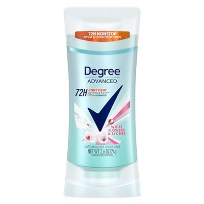 Degree Advanced Protection Antiperspirant Deodorant White Flowers &amp; Lychee for 72-Hour Sweat &amp; Odor Control for Women, with Body Heat Activated Technology, 2.6 oz