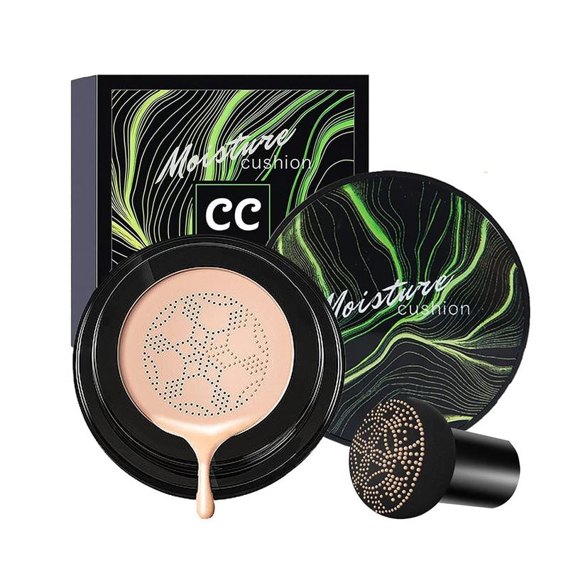 abyomon Air Cushion CC Cream, Mushroom Head Foundation, Moisturizing BB Cream Concealer Makeup Base Long Lasting with Mushroom Makeup Sponge (Natural)