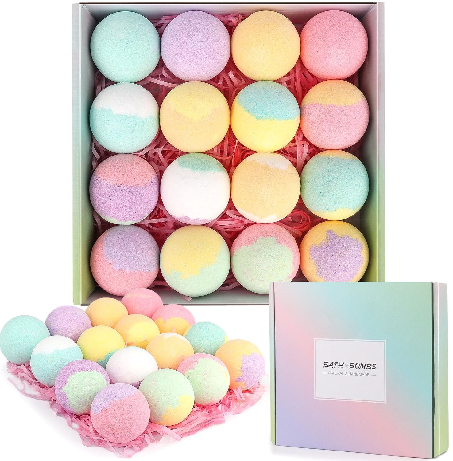 Bath Bombs Gift Set,16Pcs Organic Bath Bombs for Women Relaxing Bath Gifts for Women,Her on Birthday,Christmas